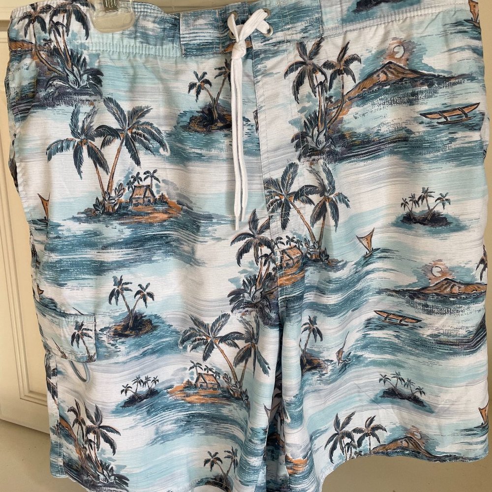 Men's Newport Blue Beach Theme Swimsuit XXL